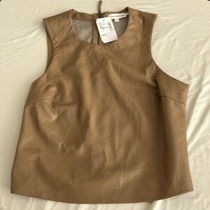 NWT Good American sleeveless faux leather top with back zipper, size small